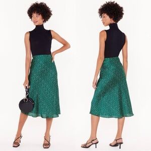 Green Print Midi Skirt